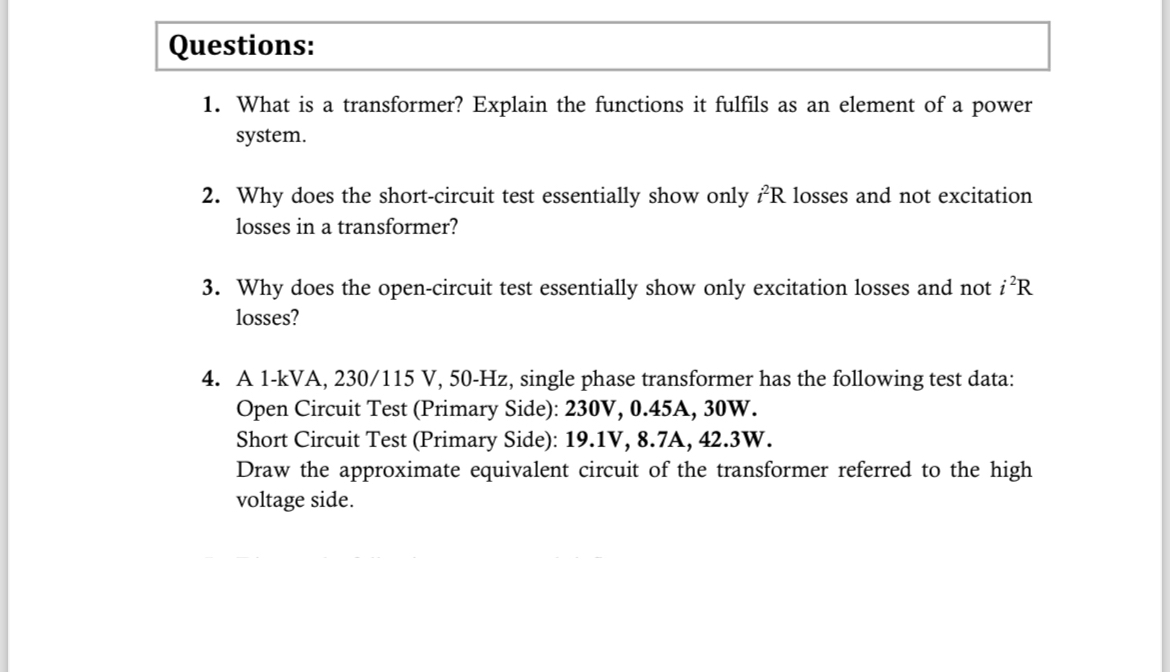 Solved Questions:What is a transformer? Explain the | Chegg.com
