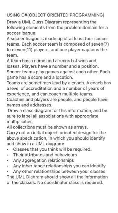 Solved USING C#(OBJECT ORIENTED PROGRAMMING) Draw a UML | Chegg.com