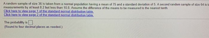 Solved A random sample of size 36 is taken from a normal | Chegg.com