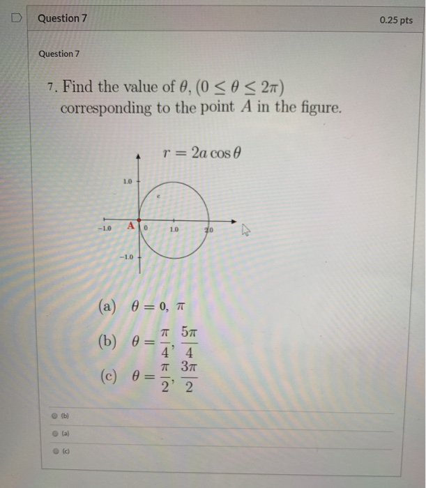 Solved D Question 7 0.25 pts Question 7 7. Find the value of | Chegg.com