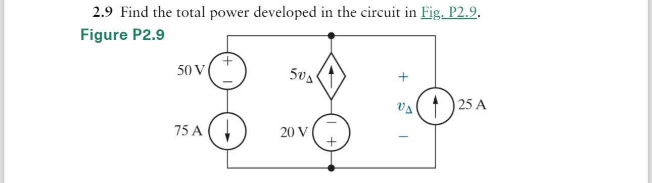 Solved 2.9 ﻿Find The Total Power Developed In The Circuit In | Chegg.com