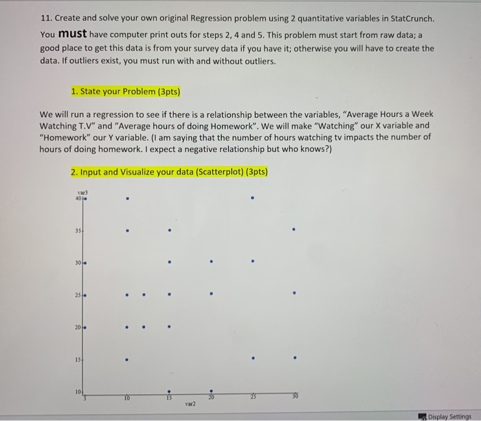 11. Create and solve your own original Regression | Chegg.com