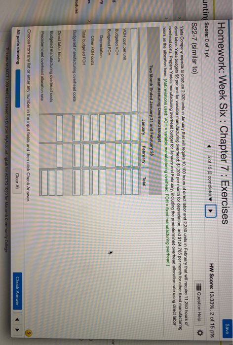 Solved Save Homework: Week Six : Chapter 7 : Exercises | Chegg.com