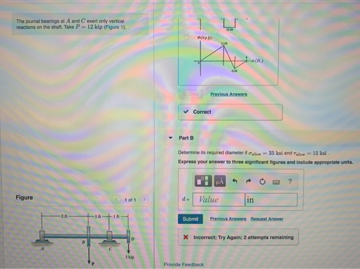 Solved The Journal Bearings At A And C Exert Only Vertica Chegg Com