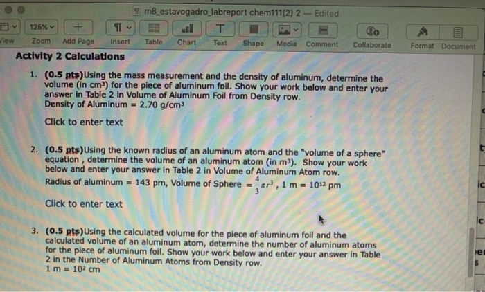 Solved 5 Activity 2 Data Table Use the information entered | Chegg.com