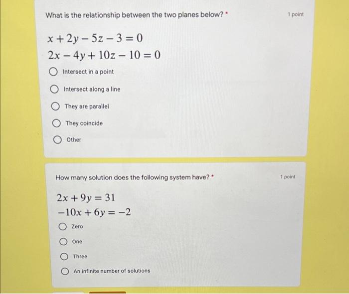 Solved What is the relationship between the two planes | Chegg.com