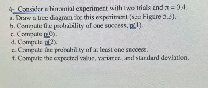 Solved 4- Consider A Binomial Experiment With Two Trials And | Chegg.com