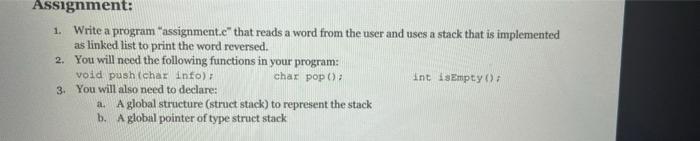 Solved Assignment: 1. Write a program "assignment.e that | Chegg.com