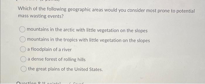 Solved Which of the following geographic areas would you | Chegg.com