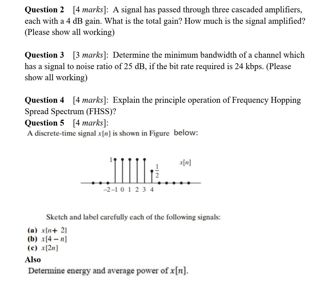 Solved Question 2 [4 marks]: A signal has passed through | Chegg.com