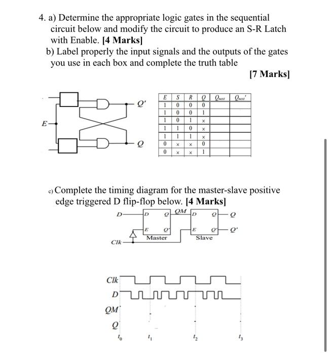 Solved 4. a) Determine the appropriate logic gates in the | Chegg.com