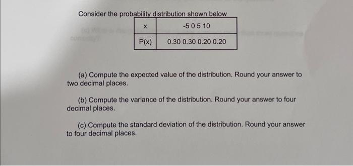 Solved Consider the probability distribution shown below (a) | Chegg.com
