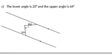 Solved c) The lower angle is 20∘ and the upper angle is 64∘ | Chegg.com