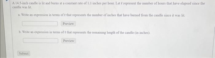 Solved A 14.5-inch Candle Is Lit And Burns At A Constant | Chegg.com