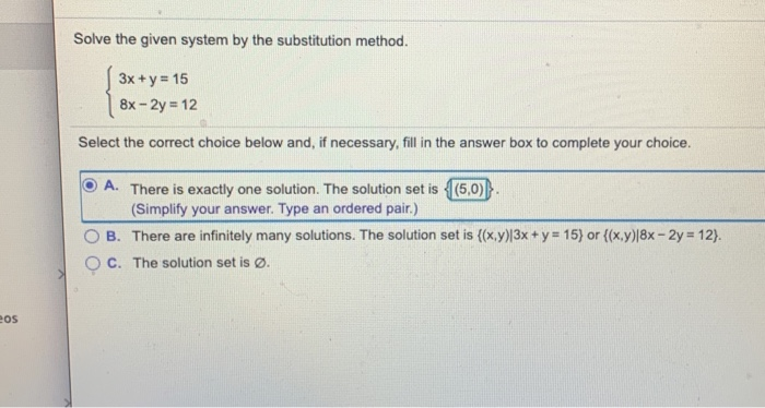 Solved Solve The Given System By The Substitution Method 3x 6615