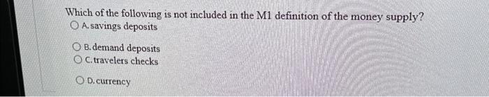 Solved Which of the following is not included in the M1 | Chegg.com
