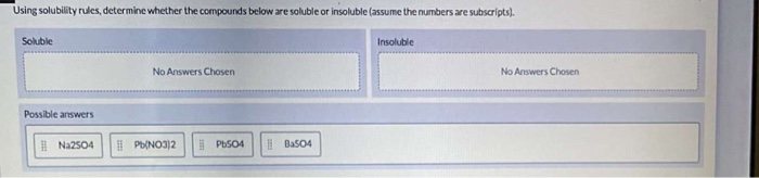 Solved Using solubility rules, determine whether the | Chegg.com