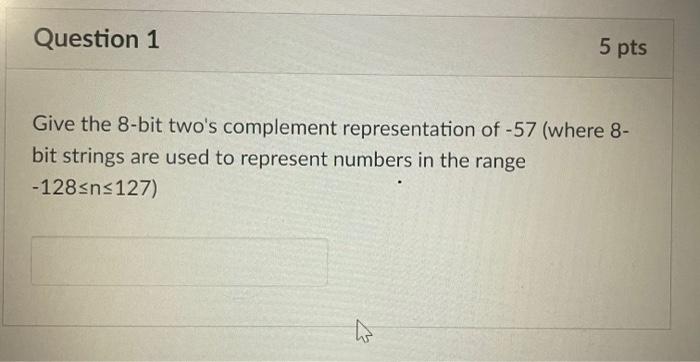 8 bit 2's complement representation
