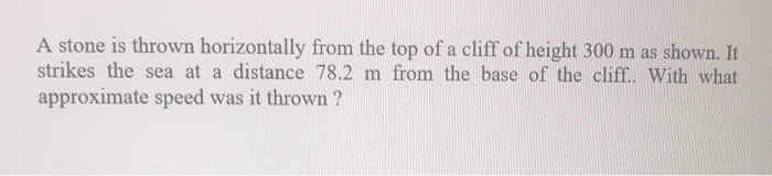 Solved A stone is thrown horizontally from the top of a | Chegg.com
