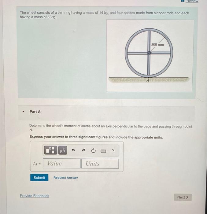 Solved Review The wheel consists of a thin ring having a | Chegg.com