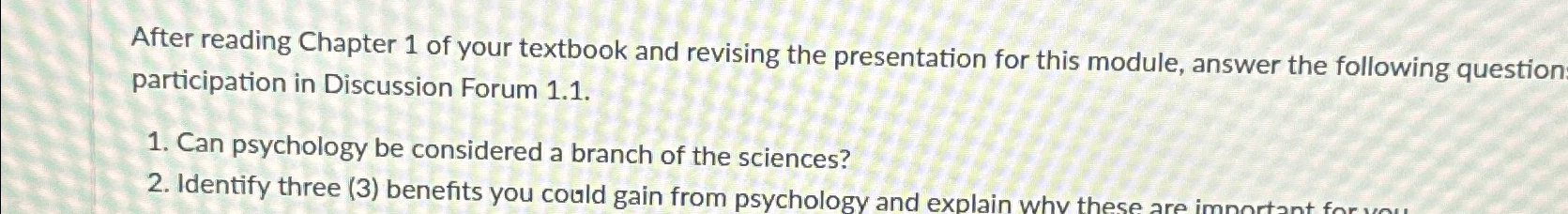 Solved After reading Chapter 1 ﻿of your textbook and | Chegg.com