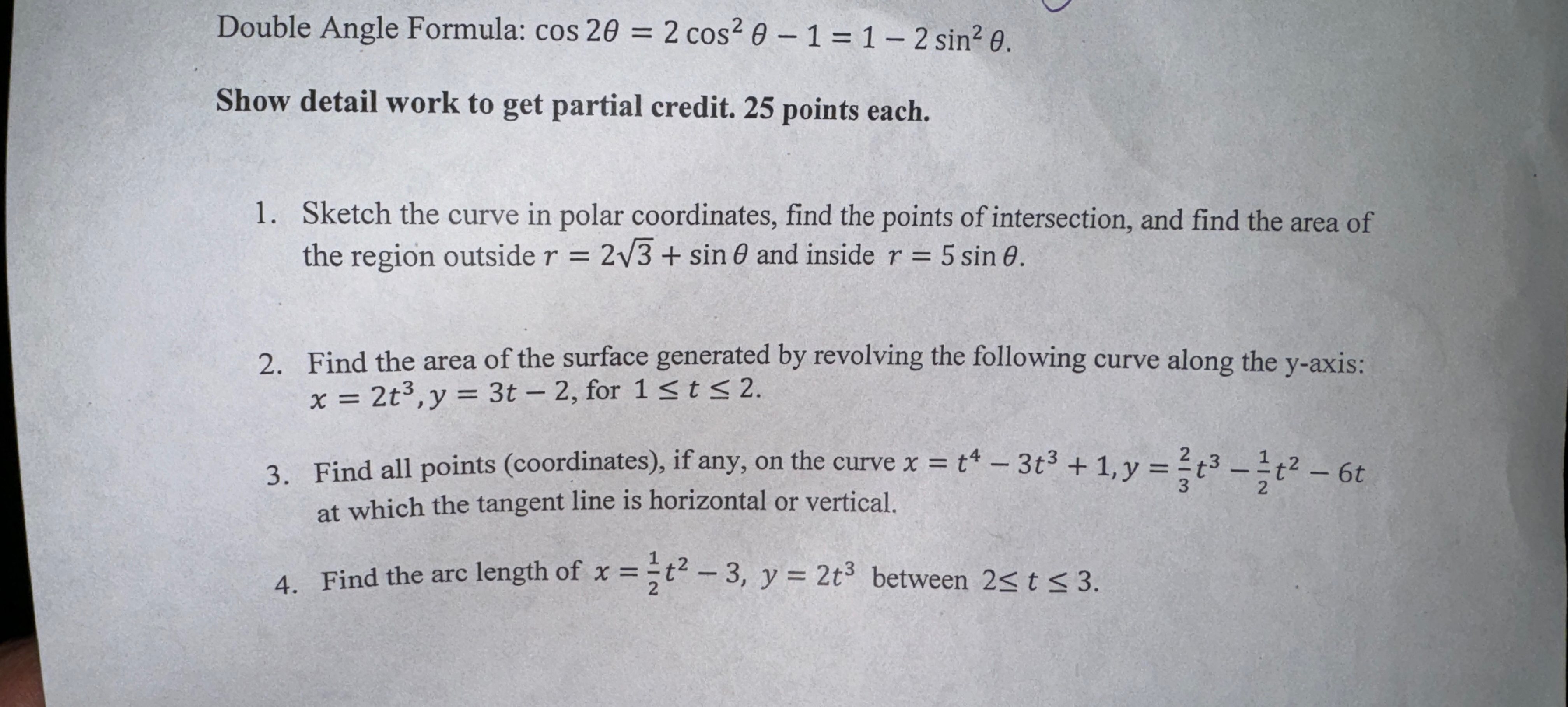Solved Double Angle Formula: cos2θ=2cos2θ-1=1-2sin2θShow | Chegg.com