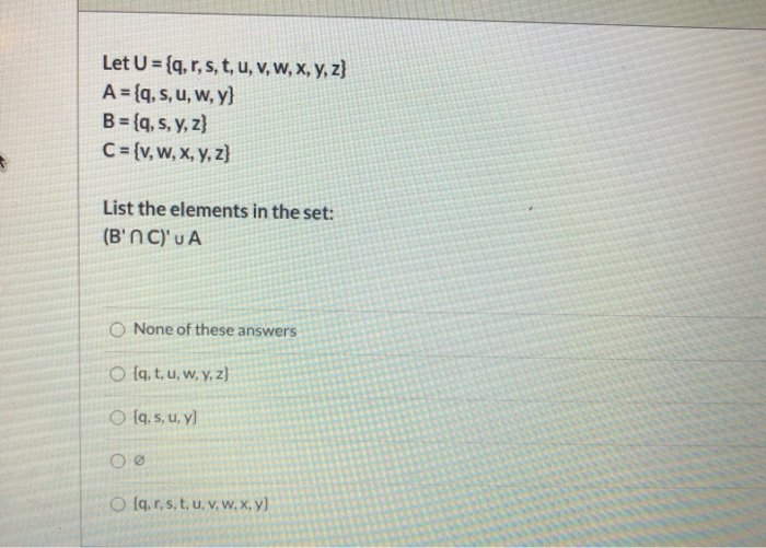 Solved Let U Q R S T U V W X Y Z A Q S Chegg Com