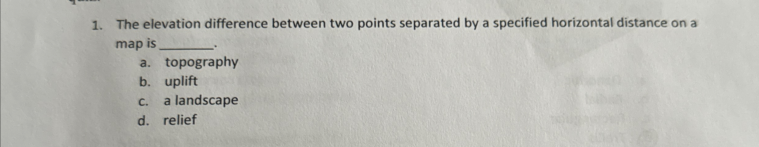 Solved The elevation difference between two points separated | Chegg.com