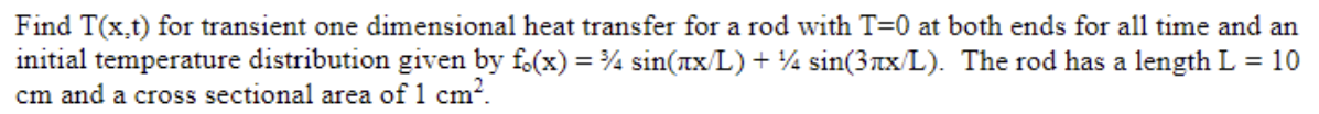 Solved Find T(x,t) ﻿for transient one dimensional heat | Chegg.com
