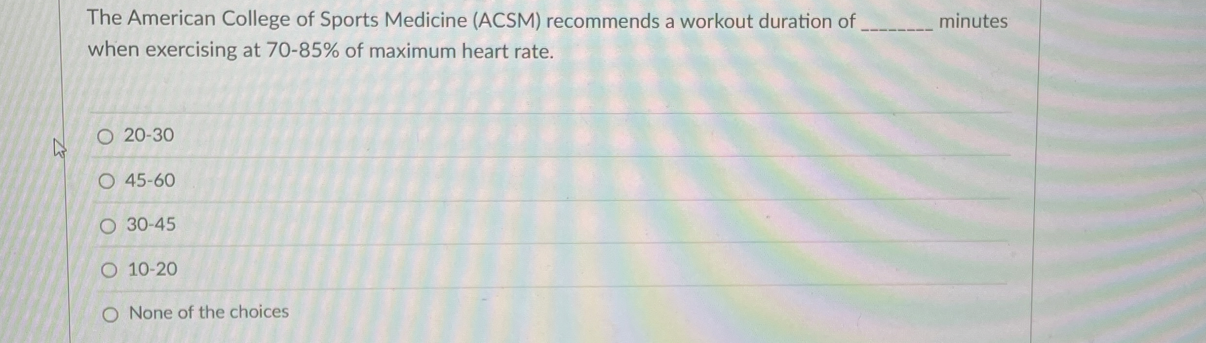 Solved The American College of Sports Medicine (ACSM) | Chegg.com