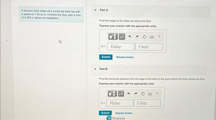 Solved Part A A physics book slides off a horizontal table | Chegg.com