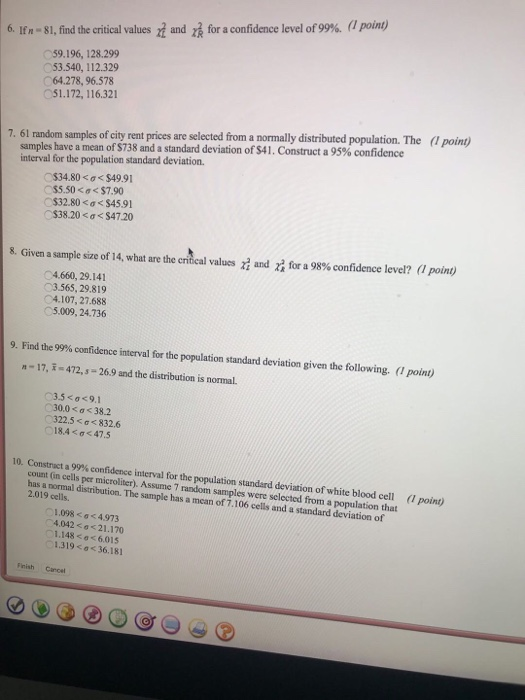 Solved 6. In-81, find the critical values and for a | Chegg.com