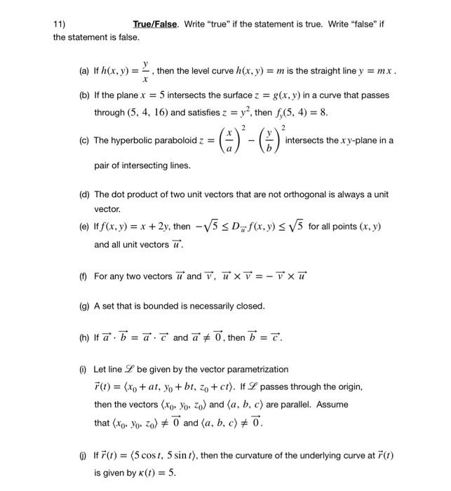 Solved True/False. Write 