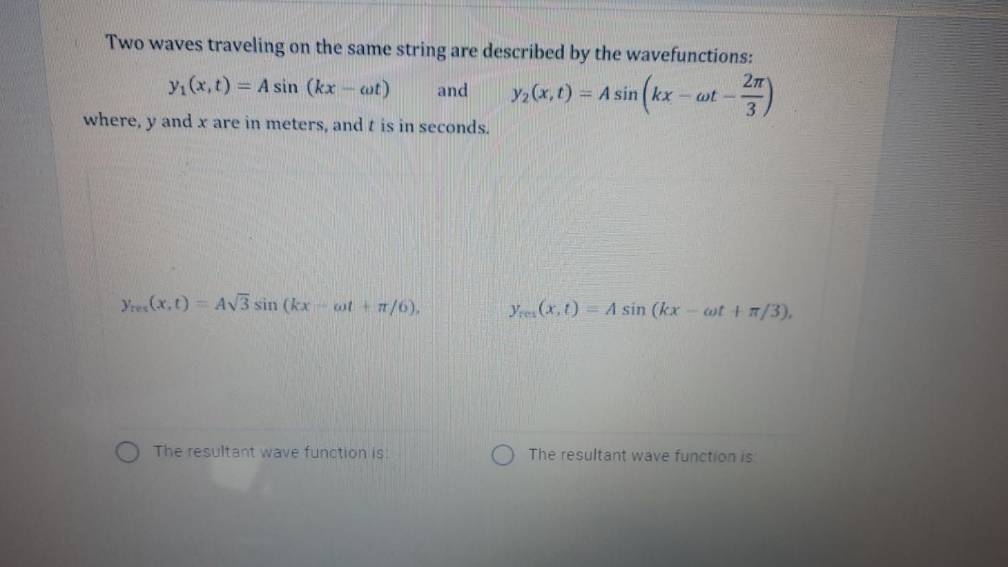 Solved Two waves traveling on the same string are described | Chegg.com