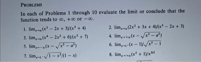 Solved In each of Problems 1 through 10 evaluate the limit | Chegg.com
