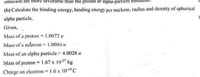 Solved (b) Calculate The Binding Energy, Binding Energy Per | Chegg.com