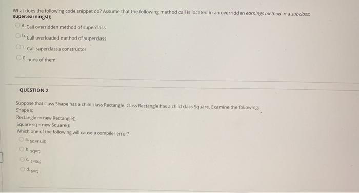 Solved What does the following code snippet do? Assume that | Chegg.com
