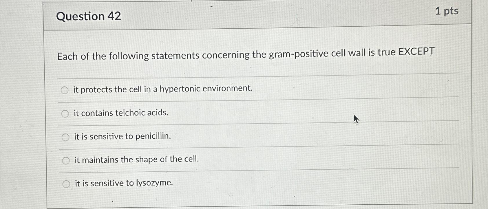 Solved Question 421 ﻿ptsEach of the following statements | Chegg.com