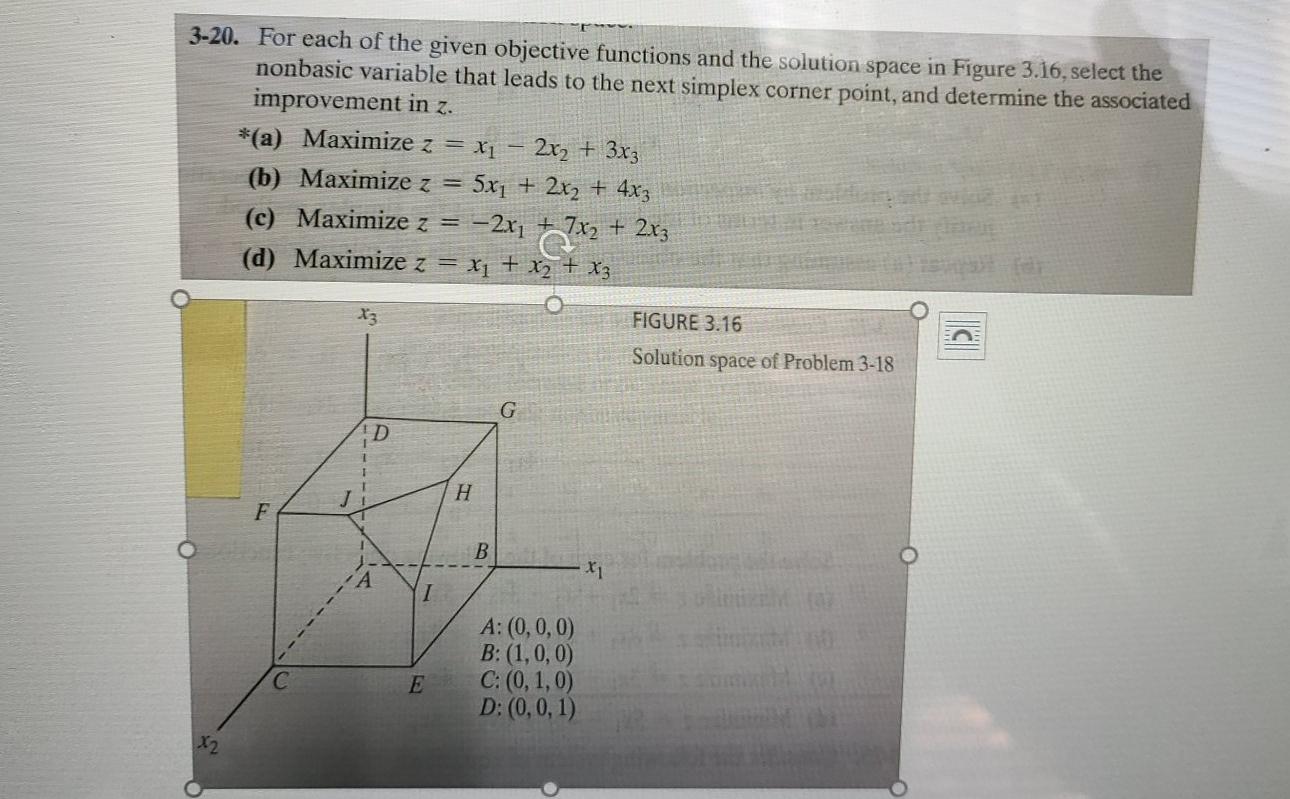 Solved 3-20. For each of the given objective functions and | Chegg.com