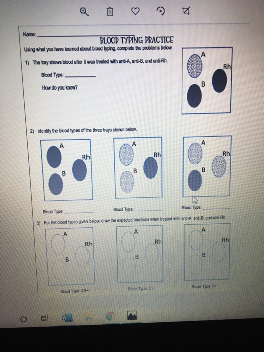Solved Name: BLOOD TYPING PRACTICE Using what you have | Chegg.com