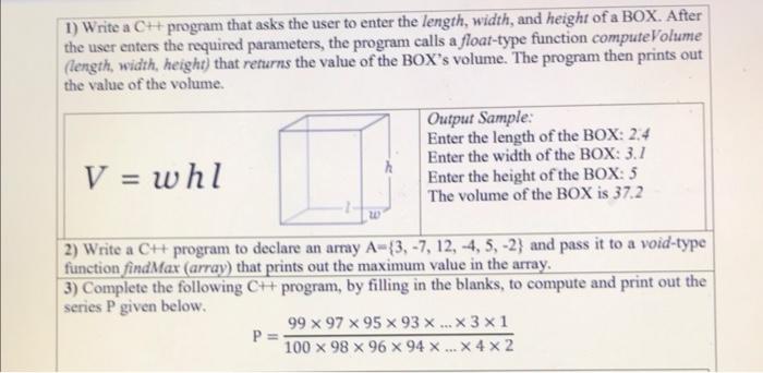 Solved 1) Write a C++ program that asks the user to enter | Chegg.com