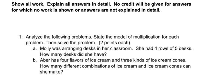 Solved Show all work. Explain all answers in detail. No | Chegg.com