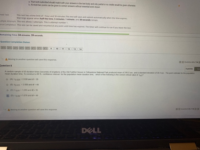Solved a. Your work submitted should match with your answers | Chegg.com