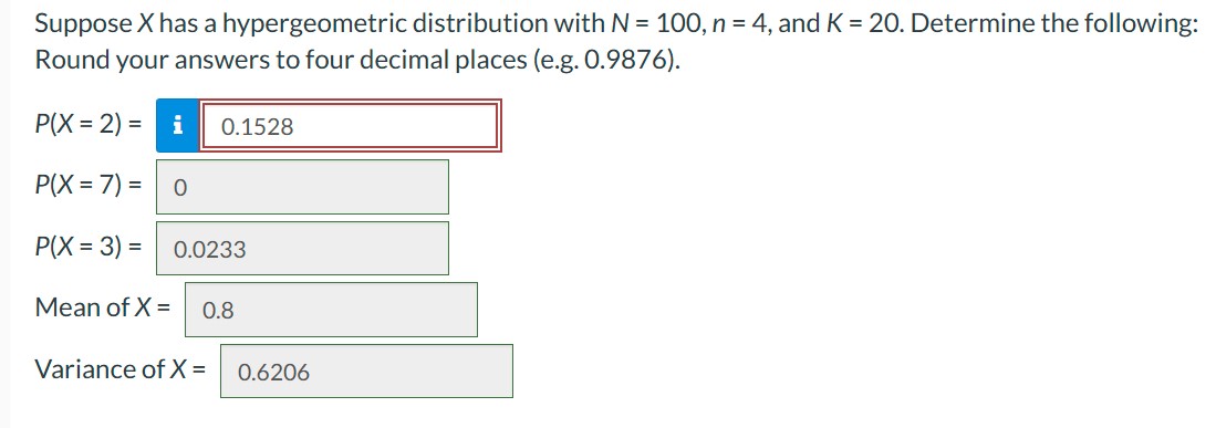 Solved Suppose x ﻿has a hypergeometric distribution with | Chegg.com