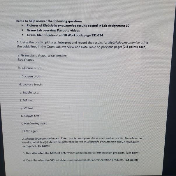 Solved BIOL&260 Microbiology Lab 10 Assignment Lab 10: | Chegg.com