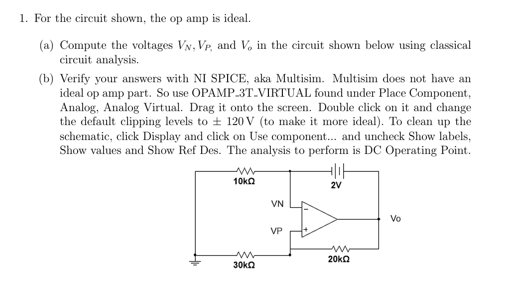 Solved For the circuit shown, the op amp is ideal.(a) | Chegg.com
