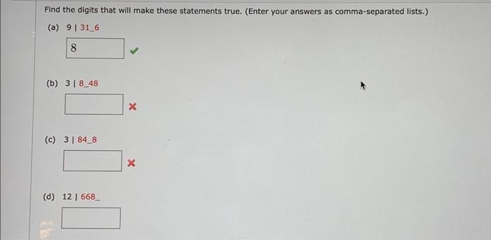 Solved Find the digits that will make these statements true. | Chegg.com