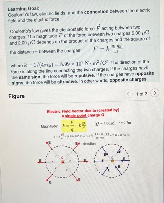 Solved Learning Goal: Coulomb's Law, Electric Fields, And | Chegg.com