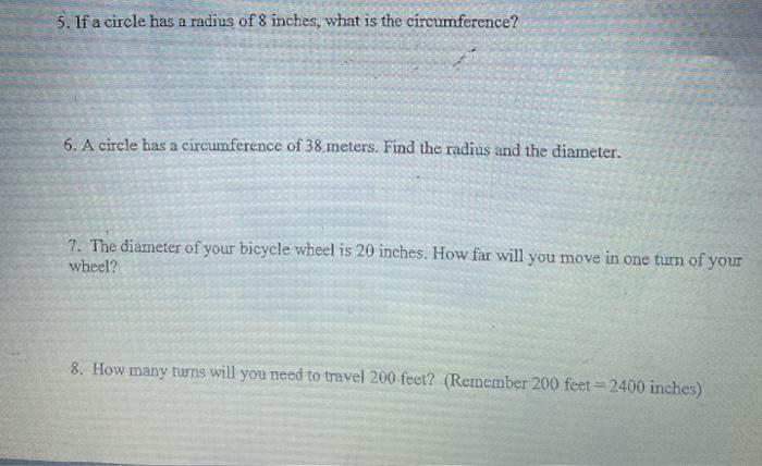 what is the radius of a circle if the circumference is 8pi