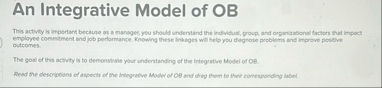 Solved An Integrative Model of OBThis activity is important | Chegg.com